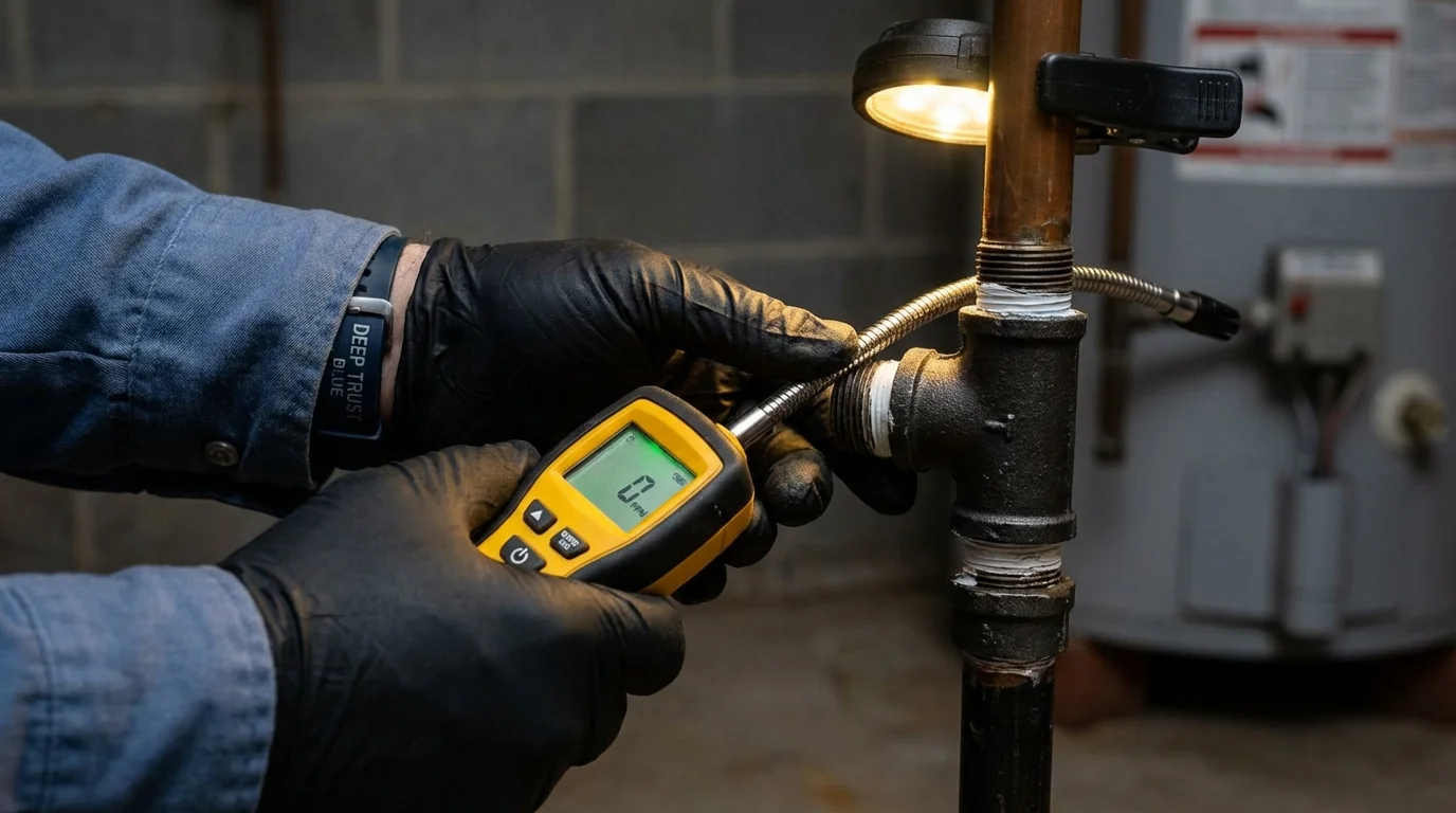 Gas leak detection with electronic sniffer by Johns Plumbing LLC in Galax