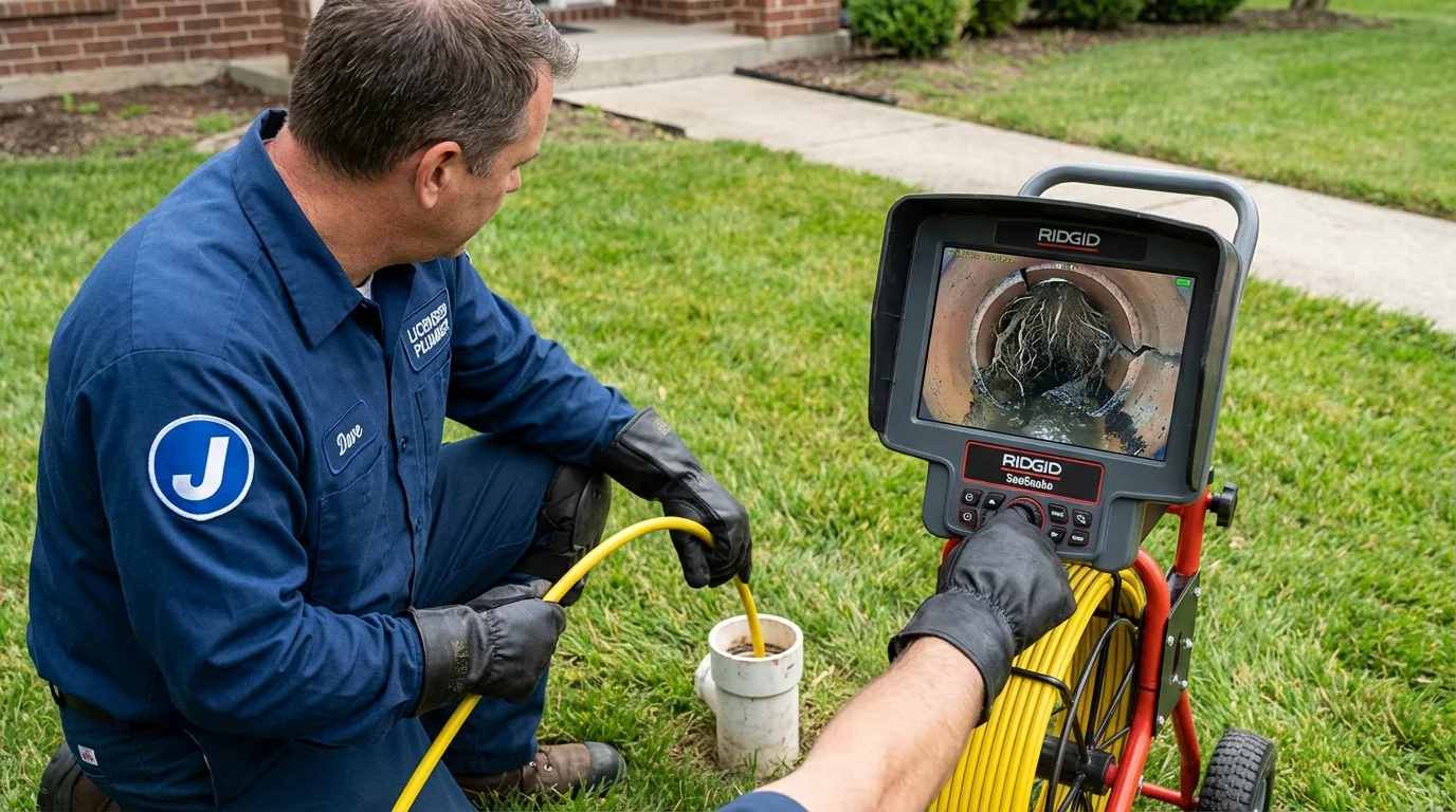 Sewer camera inspection being performed by Johns Plumbing LLC in Galax